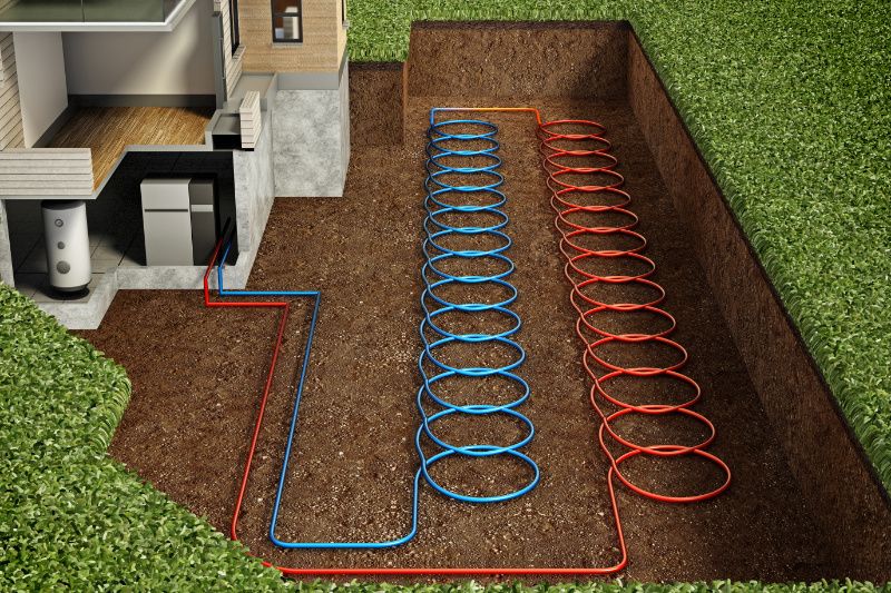 Image of schematics of home with geothermal. Three Reasons to Consider a Geothermal Heat Pump.